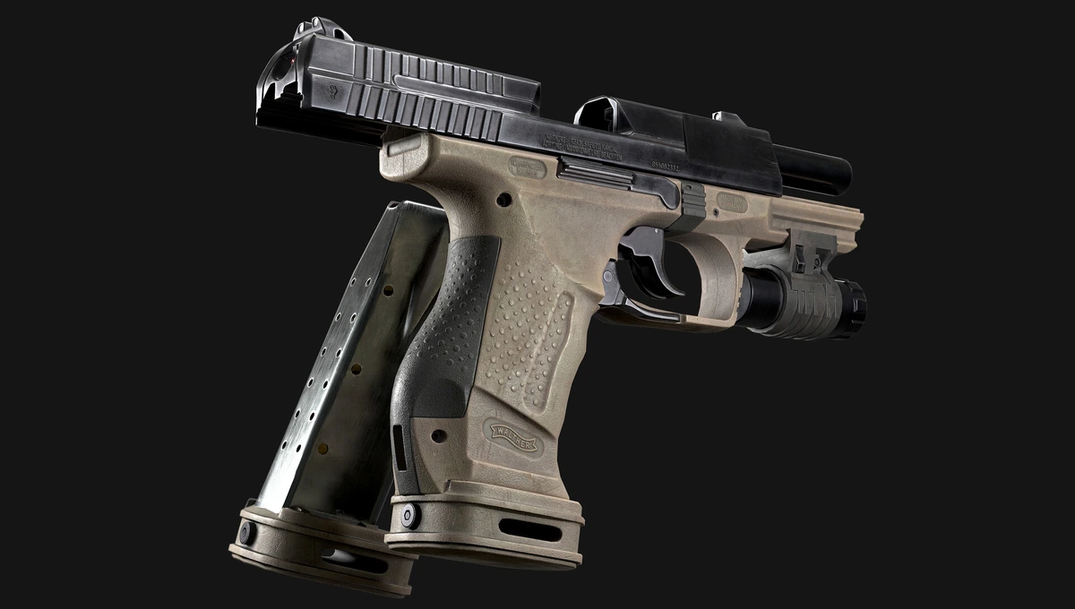 Studio Art: tactical pistol, three-quarter view